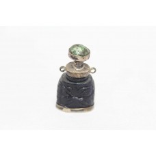 Antique Collectable Lapis Lazuli Perfume Bottle Silver Turquoise Stone Cap 23